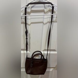 Nine West Chocolate Leather Shoulder Bag